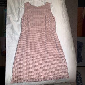 LOFT pink and white tweed style dress, size 8